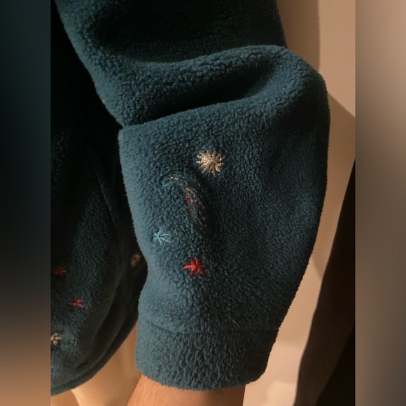 Vintage 90’s Northern Reflections Teal Paisley design Fleece zip up sweater XL - Picture 7 of 12